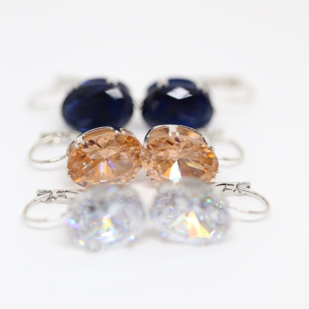 18k Gold Dipped White, Champagne or Blue Topaz - Picture 2 of 15